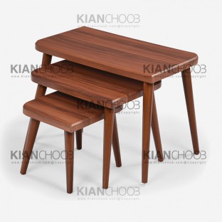 میز جلو مبلی همراه با 3 عدد میز عسلی کیان چوب مدل شاپرک با صفحه MDF و روکش وکیوم