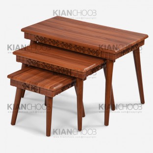 میز جلو مبلی همراه با 3 عدد میز عسلی کیان چوب مدل ویانا با صفحه MDF و روکش وکیوم